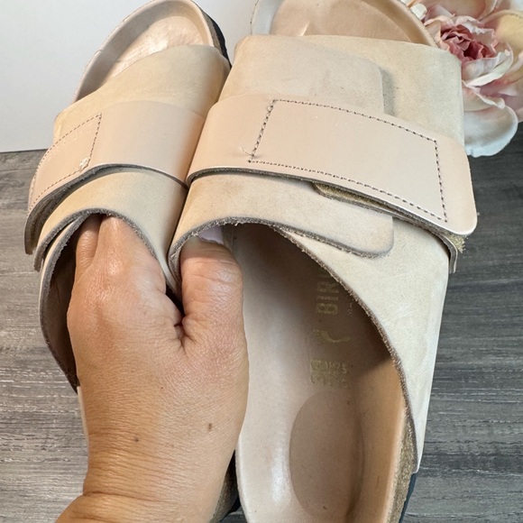 Birkenstock Kyoto New Beige Nubuck Slide Sandals size EU38/US7-8 EUC $160 - Picture 8 of 15